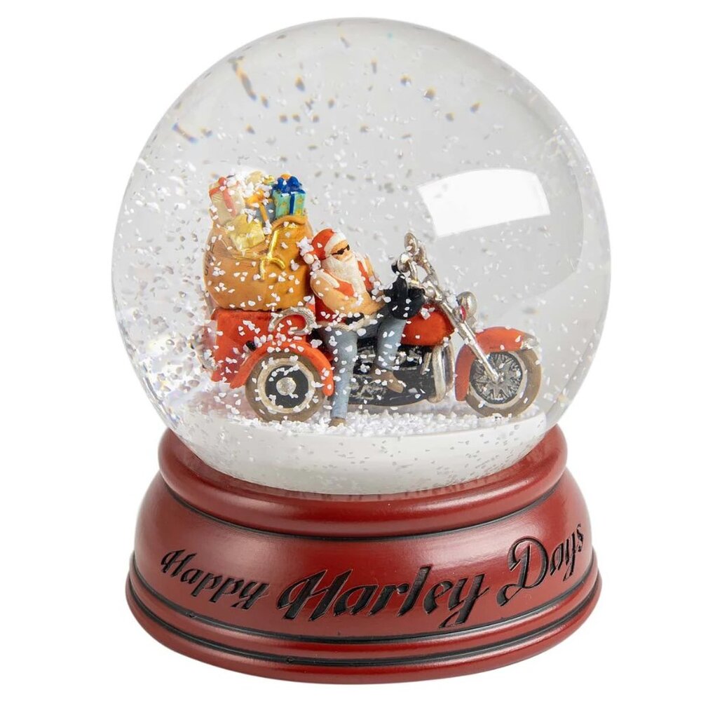 Harley-Davidson 2025 Biker Santa Glass Holiday Snowglobe Sculpted & Hand Painted - Picture 4 of 8